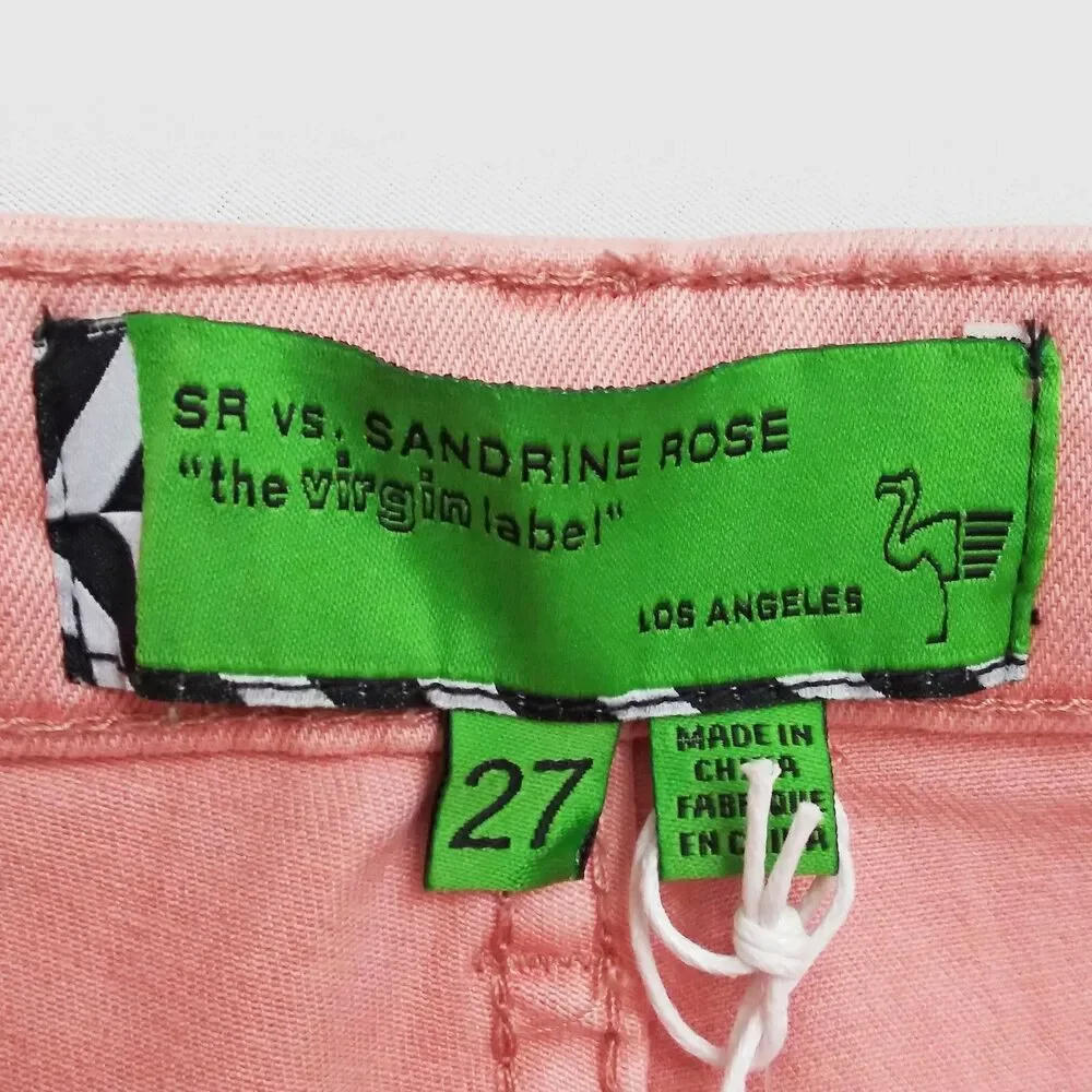 FP x Sandrine Rose Embroidered Jeans Palm Tree High Waist Stretch Sz 27 Petal